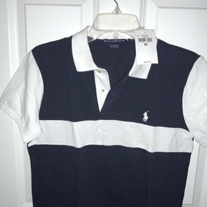 NWT! Kids Ralph Lauren Polo. Size Medium. Blue and white striped